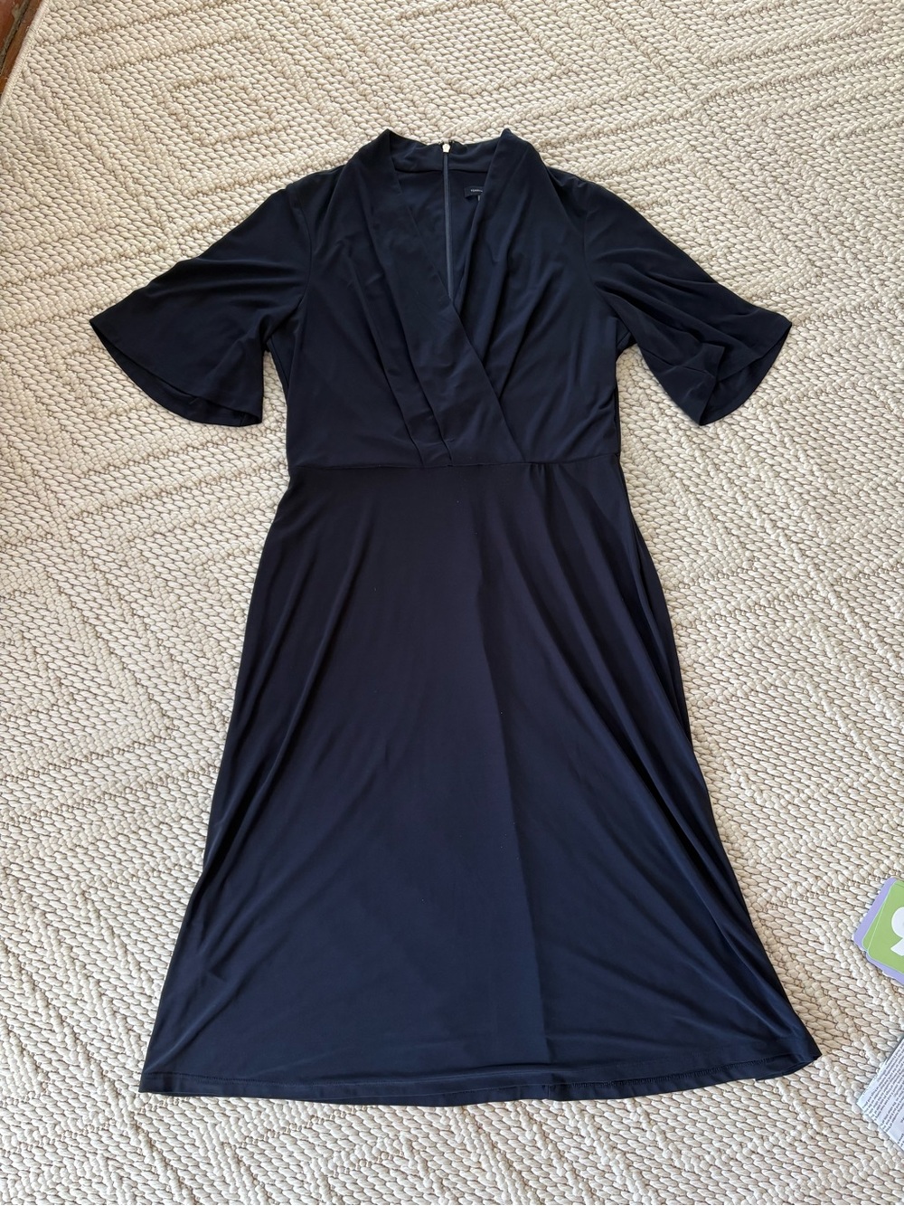 Tommy Hilfiger Navy Faux-Wrap Midi Dress